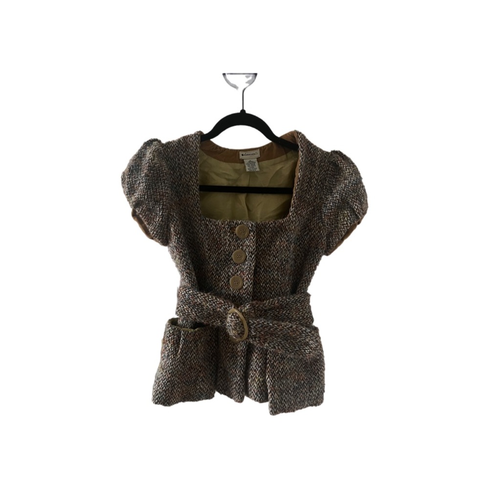 Elevenses Button-Up Puff Sleeve Wool Top